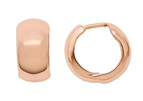 Image of 14k or 10k Gold Huggie Hoop Earrings, Polished Finish, Hinged Closure, 15mm Diameter, 8mm Wide