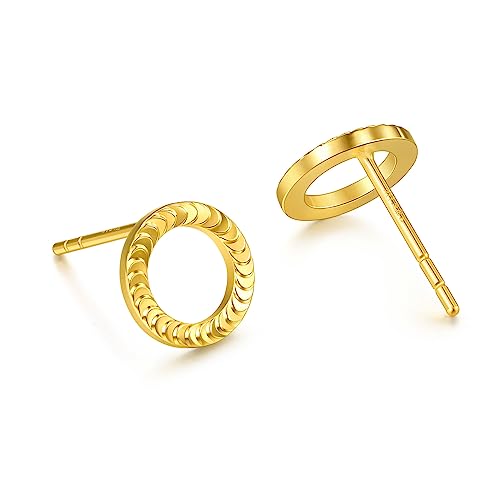 Image of CHOW SANG SANG 999 24K Gold Essence Round Stud Earrings for Women 94290E