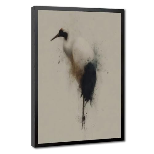 Toile minimaliste japonaise de grue zen pour habiller un mur vide