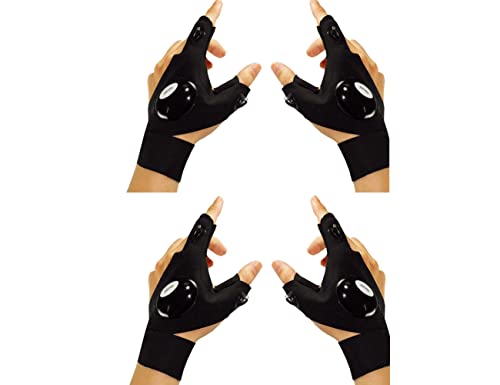 AISHDE led Flashlight Gloves,Camping Fishing Fingerless Flashlight Gloves gagets Gifts for Adult Men dad Woman 2 Pair,2Pair