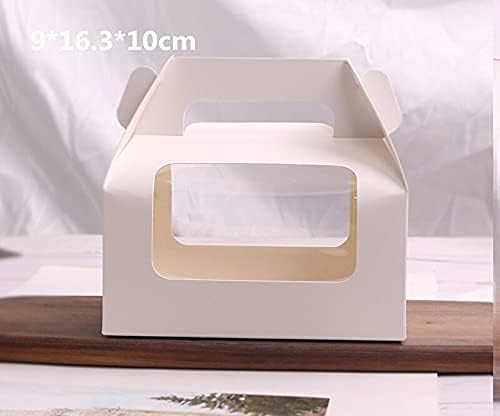 10pcs Swiss Roll Baking Cake Packaging Portable Western Cake Cheese Box Mousse Long Gold Stamping Box Baby Shower Part (9x16.3x10cm,10pcs One Pack)