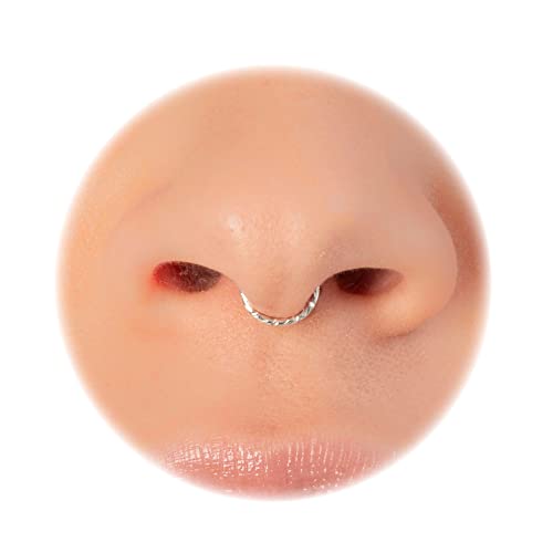 Silver Septum Ring - Thin Tiny 20 Gauge 8mm Septum Piercing Hoop - 925 Sterling Silver Septum Rings For Women - Handmade Septum Hoops - Gift Ready