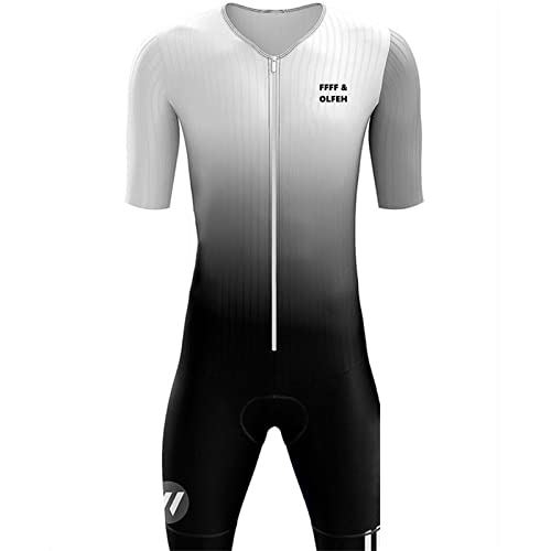 Traje de triatlón Profesional de Manga Corta para Hombre, Pro Manga Corta Traje de Ciclismo, Racing Tri Suit de Bicicletas Acolchado de Gel, MTB Mono (XL,4)