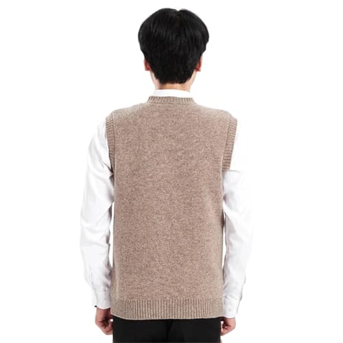 Mens Solid Wool Pullover Thickened Round Neck Sleeveless Sweater Vest Soft Warm Knit Tops2
