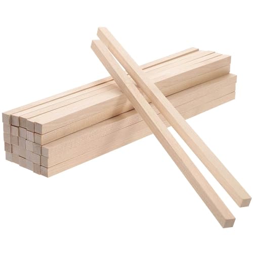 POPETPOP Palitos de Madera Cuadrados 10X10 MM 30 CM 30 Piezas Varillas de Madera sin Tratar para Manualidades DIY Bricolaje Proyectos Artísticos para Modelismo y Decoración