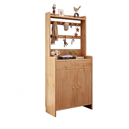 GCXNSKDQN Percheros de pie,zapatero entrada recibidor con Cajones,madera Perchero autoportante,para ropa, sombrero, utilizado en dormitorio, oficina, pasillo(Wood,31.4x13.7x70.8in)