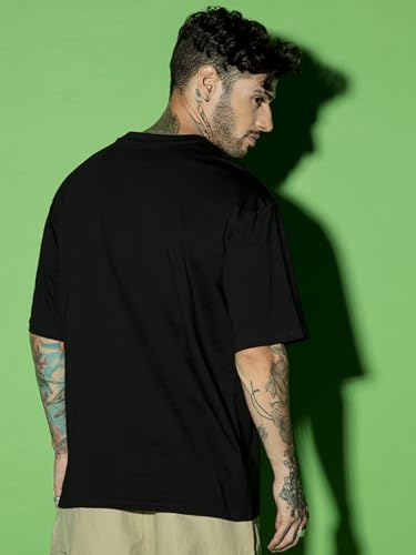 Image of Bewakoof Men's Graphic Print Oversized Fit Half Sleeve Round Neck Cotton Jersey T-Shirt