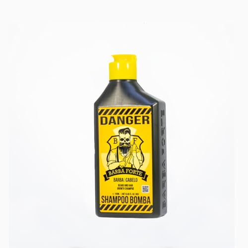 BARBA FORTE - Shampoo para Barba e Cabelo Bomba Danger – Fortalecimento dos Fios, Hidratação Profunda e Brilho 90ml