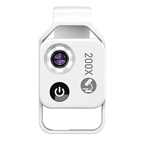 顕微鏡観察 電話カメラレンズのための200x倍率顕微鏡レンズ携帯用マクロレンズ(One level white)