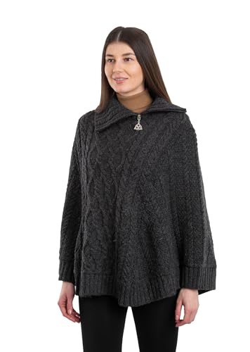 Image of SAOL Ireland Ladies 100% Merino Wool Cowl Neck Zipper Poncho