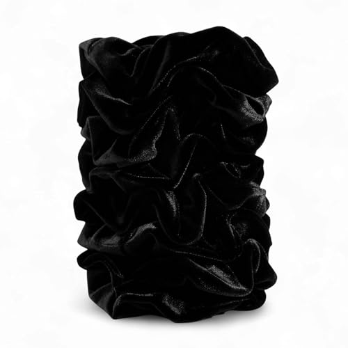 Velvet Scrunchies for Women – 8PCS Black Large Hair Ties – No Cre...