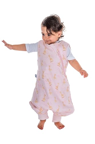 BabyBliss BlissJump Saco de Dormir para Bebé con Piernas 2.5 TOG – Algodón Orgánico – De 6 Meses a 5 años (Sophie la Girafe - Pink, 3-5 años)