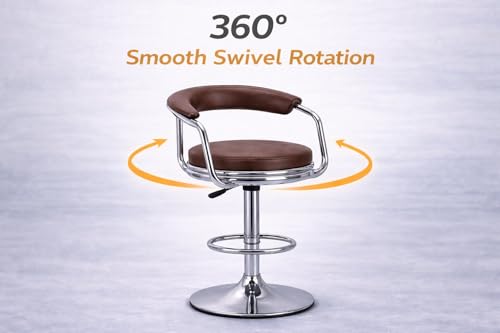 Image of Modern Magam Bar Stool with 360 Swivel | Height Adjustable Bar Chair | Counter Stool & High Chairs | Comfortable for Home, Office, Restaurant Bar, Cafe & Cash Counter - (Brown)