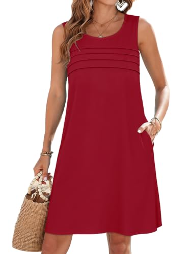 Image of CHICGAL Womens Summer Dresses Casual Loose Pleated Front Tshirt Sleeveless Tank Sundresses with Pockets 2026