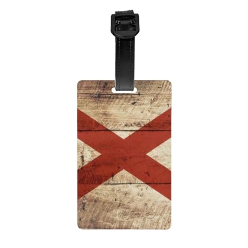 Etiqueta de equipaje con diseño de bandera del estado de Alabama en grano de madera vieja, apta para bolsas de equipaje, bolsas de fitness, cajas de herramientas, conveniente para colgar y fácil de