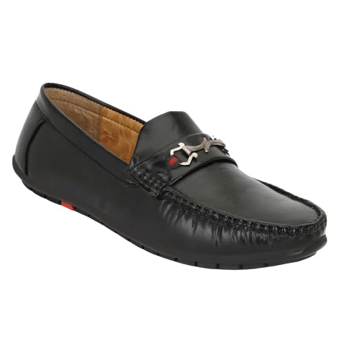 ULAZOBlack Synthetic Slip-On Flexible Loafer Moccasins Casual for Men & Boy's 9 UK/IND