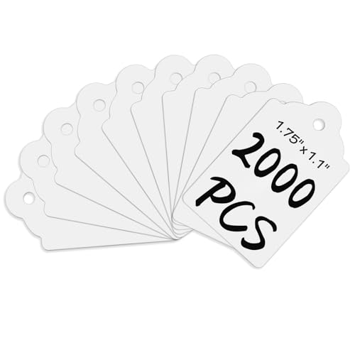 FEMELI 2000 Pcs White Blank Paper Price Tags - 1.75 x 1.1 Inches Unstrung Marking Tags for Clothes, Shoes, Jewelry