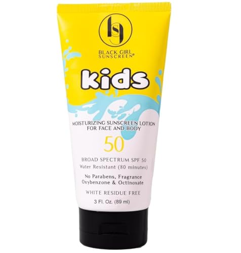 BLACK GIRL SUNSCREEN Large Kids SPF 50 Face and Body Sunscreen Lotion, Vegan & Water-Resistant, Does not Leave White Residue (3 Fl. Oz.)