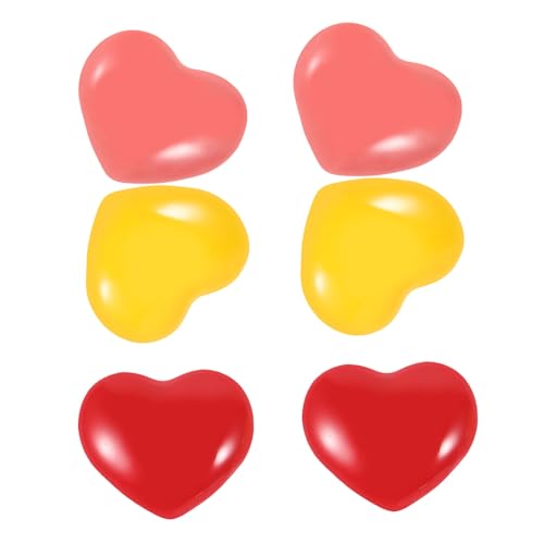 jojofuny 6個彩色心形トイレボタン 押しボタンフラッシュ交換用 取り付け簡単 強化セラミック製 収納家具用ハート型引き手 赤 白 ピンク大 家
