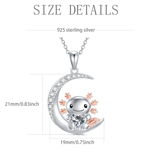 Image of PROESS Animal Birthstone Necklace 925 Sterling Silver Otter /Axolotl /Hippo /Elephant /Dachshund /Monkey /Red Panda Pendant Necklace Animal Birthstone Jewelry Gifts for Women