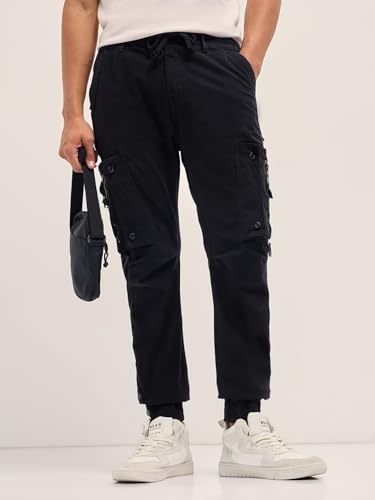 Image of Men's Green Solid Regular Fit Casual Cargo