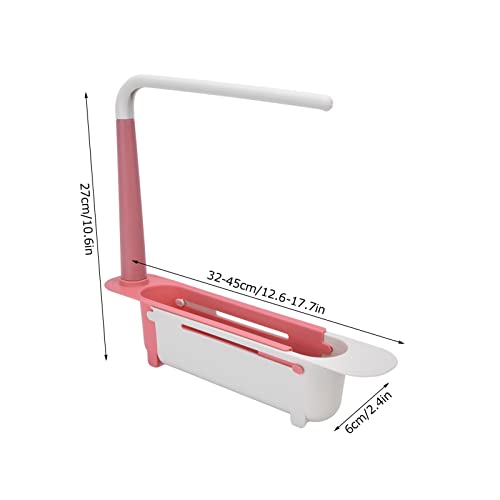 Organizador extensible telescópico para fregadero de cocina, con barra para toallas, porta esponjas, ventilación y drenaje, fácil instalación (Rojo) miniatura 5