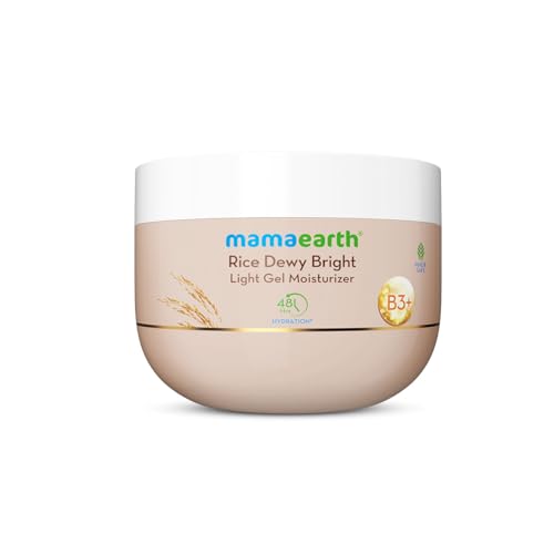 Image of Mamaearth Rice Dewy Bright Light Gel Moisturizer with Rice Water& Niacinamide For Glass-skin Glow 200g| Long-lasting, Nonsticky Hydration |Oil-free, Lightweight & Quick-absorbing |No Harmful Chemicals