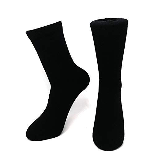 iMongol Pure Cashmere Thick Unisex Men Women Crew Mid Calf Causal Socks Smooth Toes and Heel Sewed by Handwork Made in Inner Mongolian (Black US 7-12)