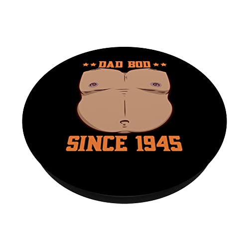 Dad Bod Since 1945 Father's Day Beer Belly PopSockets Swappable PopGrip, Black - Image 2