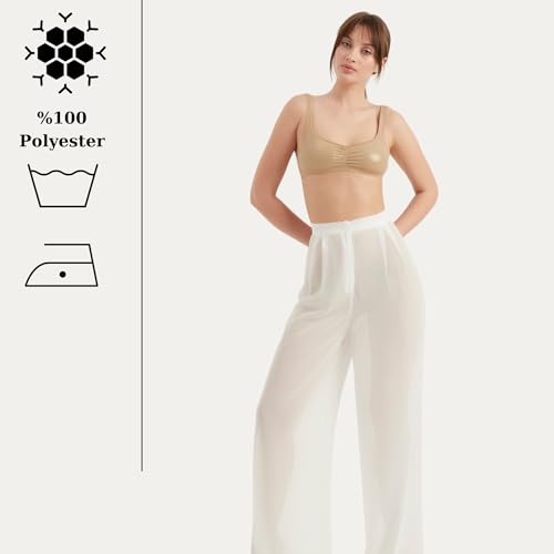 TUBANUR Women's Chiffon Pants | Casual Wide Leg High Waist Palazzo Trousers | Summer Evening Women Pants Clothes3