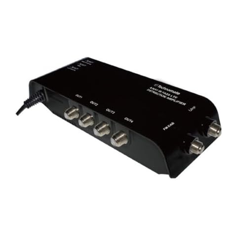 Technomate Distribution Amplifier LTE IR Bypass UHF VHF TV Signal Booster works with TV-Links (Magic Eyes) (2 in 4 Out) Cover
