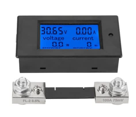 QuiExact デジタル電圧計 電圧計 電流計 多機能 LCD大画面 100A分流器 DC6.5-100V 警報機能 バックライト機能 電圧/電流/電力/電量表示 実験室 工場 オフィス 家庭