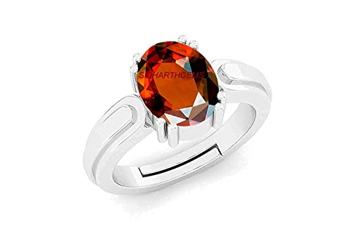Bague Gomed Grenat Hessonite Astrologique Réglable Homme Femme Argent AMZ2144