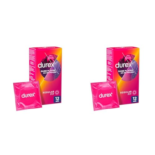 Durex Preservativos Dame Placer, Con Puntos y Estrías para una Estimulación Extra, 12 condones (Paquete de 2)