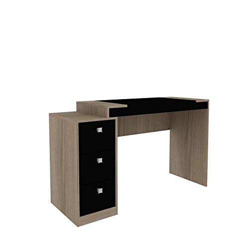 Conjunto Home Office com Escrivaninha e Estante para Livros Móveis Avelã TX/Ônix TX