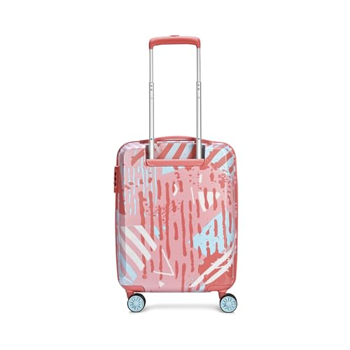 Image of Skybags Wanderlust Cabin Trolley Bag 55cm | Small | Hard Luggage | Printed 8-Wheel Suitcase | TSA Lock with Anti-Theft Zipper | Polycarbonate | 3 Years International Warranty - Unisex (Pink-White)