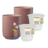 MePla - 2 Stück - SK Soendgen Orchideenübertopf Falun ø 13 Grenadine-matt Pflanztopf Orchidee ø 12, hochwertiges Wohnambiente