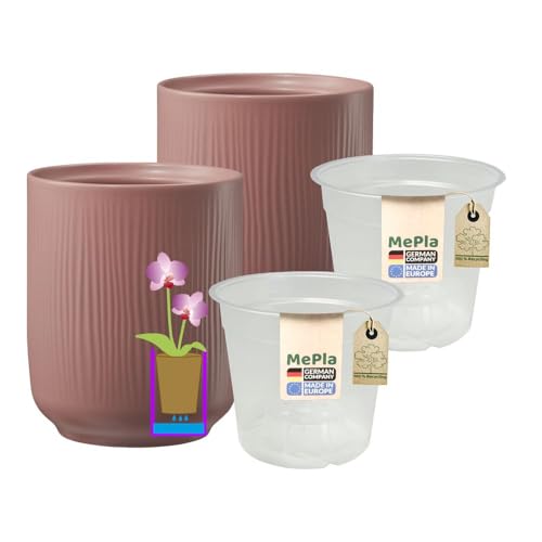 MePla - 2 Stück - SK Soendgen Orchideenübertopf Falun ø 13 Grenadine-matt Pflanztopf Orchidee ø 12, hochwertiges Wohnambiente