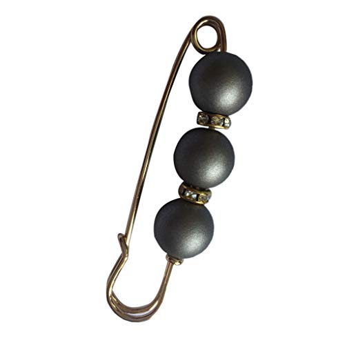 non-brand Großer Brosche Sicherheitsnadel Anstecknadel mit Perle Kunststoff Brosche Nadel - Grau