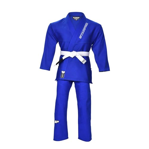 Starpro Evolve BJJ GI - Premium Cotton Blend - White Blue Black - Preshrunk Gi for Men Women for Martial Arts Training and Fight - A0 A1 A2 A3 A4 A5