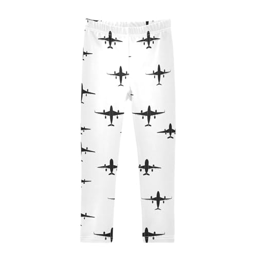 ALAZA Girls' Leggings Children's Yoga Pants Skinny Printed Dance Airplane Silhouette Comfortable 4T