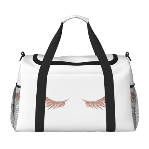 Bolsa de viaje con pestañas oro rosa plegable e impermeable para deportes de piscina
