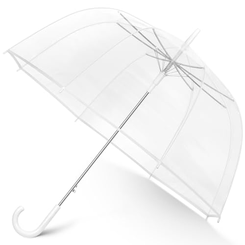 52 inch Large Canopy Clear Bubble Umbrellas High-Visibility Transparent Dome Coverage Rain Umbrella Windproof Clears Dome Umbrella for Weddings Prom Graduation Photography and Outdoor Events