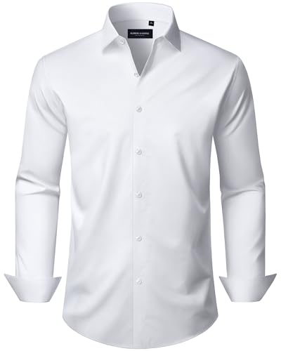 Alimens & Gentle Men's Long Sleeve Dress Shirts Wrinkle Free Button Down Shirts for Bussiness Wedding
