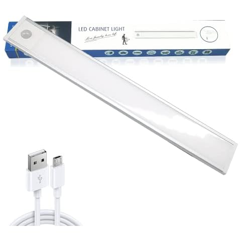 48LED Under Cabinet Lighting Motion Sensor Lights USB Rechargable Lights Night Lights Wardrobe Lighting Stairs Lights Battery Led Cabinet Lights Wireless for Closet,Kitchen Cabinet, Stairs, Bedside Cover