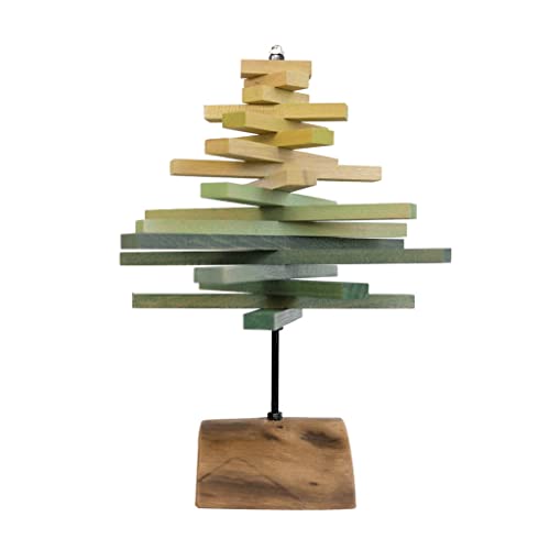 Árbol de Navidad artificial de madera, árbol de Navidad de mesa, árbol de Navidad artificial montado para decoración de escritorio, árbol de Navidad flocado de 12 pulgadas (color: azul) (verde)