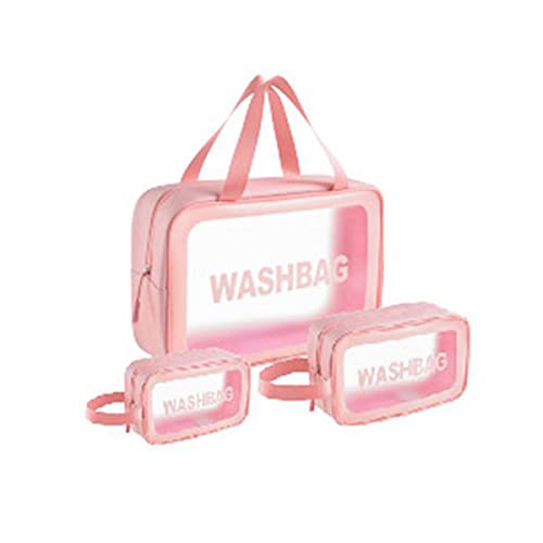 Myhoomowe - Bolsa cosmética transparente para viaje portátil, bolsa de almacenamiento impermeable de PVC para mujer, bolsa de almacenamiento portátil, color rosa, rosa
