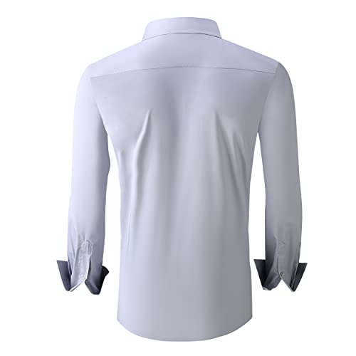 Alex Vando Mens Bamboo Dress Shirts Wrinkle Free Regular Fit Stretch Button Down Shirt