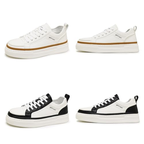 Men's Fashion Leather Lace up Platform Sneakers Lightweight Comfortable Non Slip Dress Casual Walking Tennis Driving Daily Shoes2