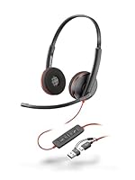 Poly Blackwire 3220 schnurgebundenes USB-C-Headset, Noise Cancelling-Mikrofon, Stereo-Design, Verbindung mit PC/Mac über USB-C oder USB-A, Kompatibel mit Teams/Zoom, SoundGuard-Technologie